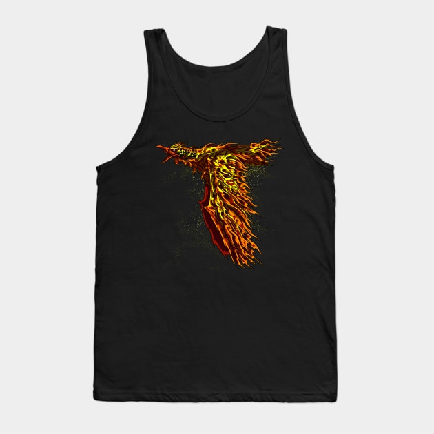 Phoenix Bird On Fire Fantasy Tank Top by underheaven